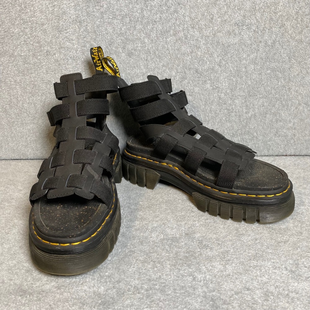 Doc Martens Ricki Gladiator Sandals Women 9 Black Platform Webbing Strap EUC
